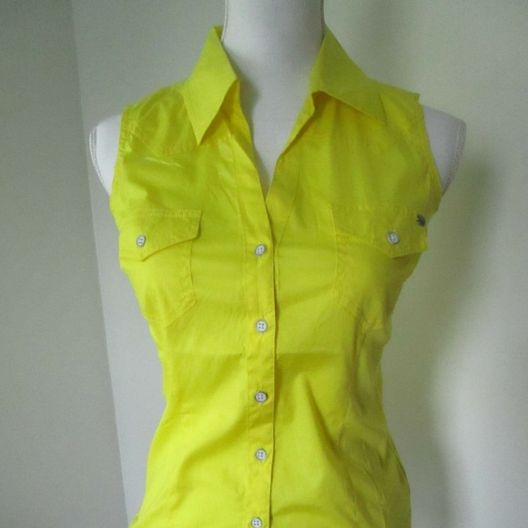 Buffalo David Bitton Tops - 4/$20 Buffalo Trixia Yellow Button Sleeveless